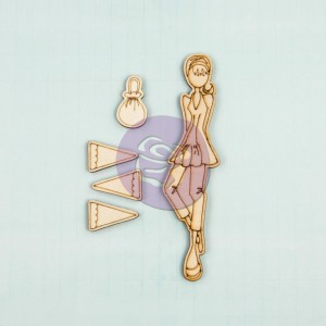 Mixed Media Laser Cut Wood Doll Shapes - Ariana